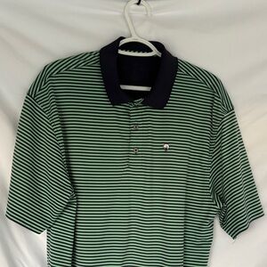 The Southern Shirt Company Navy and Green Striped Polo
